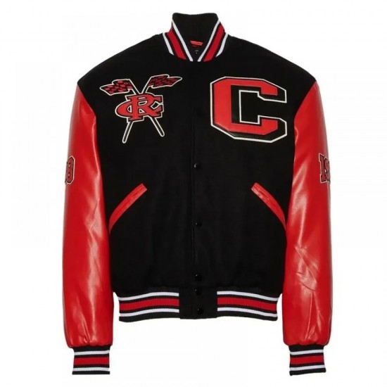 Black and Red Clark Atlanta University Wool & Leather Varsity Jacket