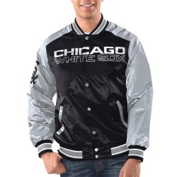 Black/Silver Chicago White Sox Renegade Varsity Jacket 