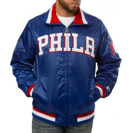 Blue 76ers Philadelphia Bomber Jacket Blue 76ers Philadelphia Bomber Jacket