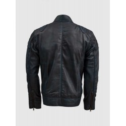 Blue Waxed Jacket with Red Shade