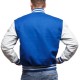 Blue Wool & White Genuine Leather Varsity Letterman Jacket Blue Wool & White Genuine Leather Varsity Letterman Jacket