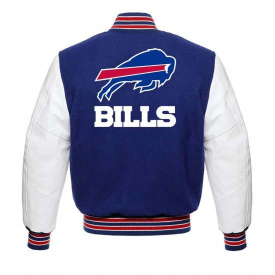 Blue and White Buffalo Bills Letterman Jacket Blue and White Buffalo Bills Letterman Jacket