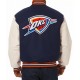 Blue and White Oklahoma City Thunder Varsity Jacket Blue and White Oklahoma City Thunder Varsity Jacket