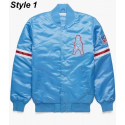 Bomber Houston Oilers Light Blue Satin Jacket