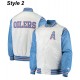 Bomber Houston Oilers Light Blue Satin Jacket