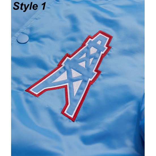 Bomber Houston Oilers Light Blue Satin Jacket