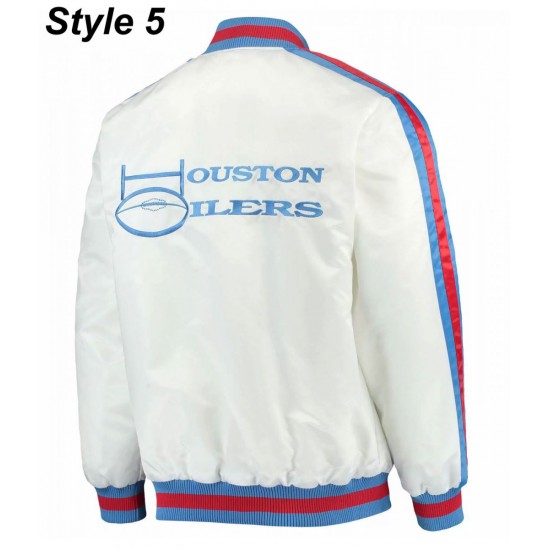 Bomber Houston Oilers Light Blue Satin Jacket