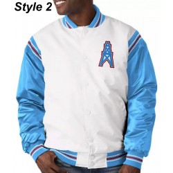 Bomber Houston Oilers Light Blue Satin Jacket