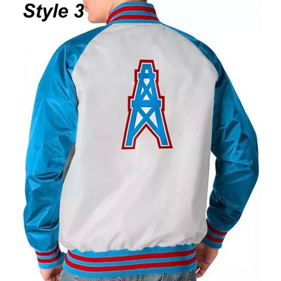 Bomber Houston Oilers Light Blue Satin Jacket