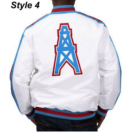 Bomber Houston Oilers Light Blue Satin Jacket