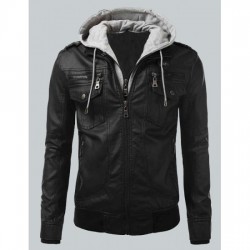 Bomber Men's Slim Fit Black Biker Jacket