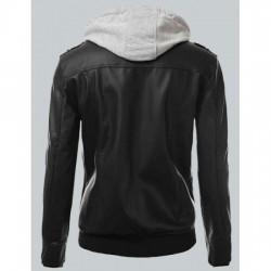 Bomber Men's Slim Fit Black Biker Jacket