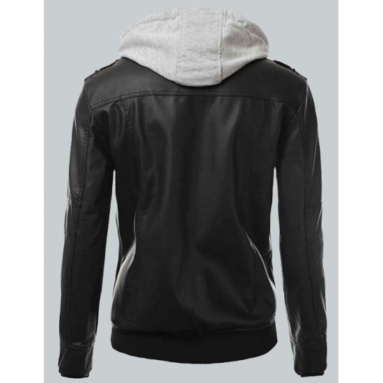 Bomber Men's Slim Fit Black Biker Jacket Bomber Men's Slim Fit Black Biker Jacket