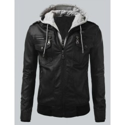 Bomber Men’s Slim Fit Black Biker Jacket 