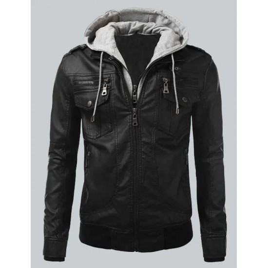 Bomber Men’s Slim Fit Black Biker Jacket Bomber Men’s Slim Fit Black Biker Jacket