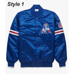 Bomber New England Patriots Royal Blue Satin Jacket