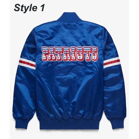 Bomber New England Patriots Royal Blue Satin Jacket Bomber New England Patriots Royal Blue Satin Jacket