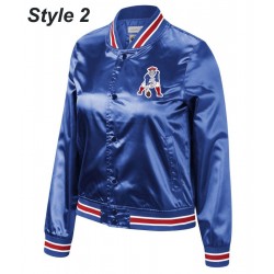 Bomber New England Patriots Royal Blue Satin Jacket