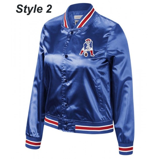 Bomber New England Patriots Royal Blue Satin Jacket Bomber New England Patriots Royal Blue Satin Jacket