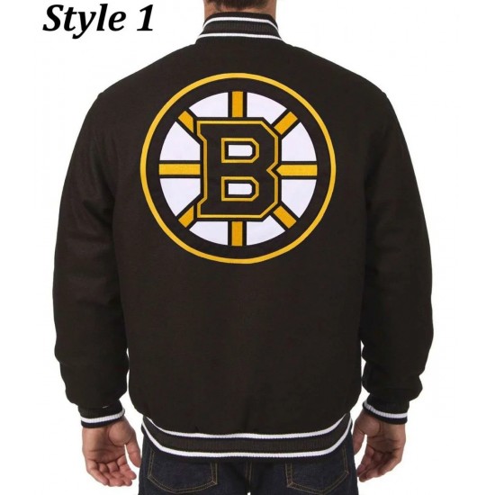 Boston Bruins Letterman Black Wool Jacket Boston Bruins Letterman Black Wool Jacket
