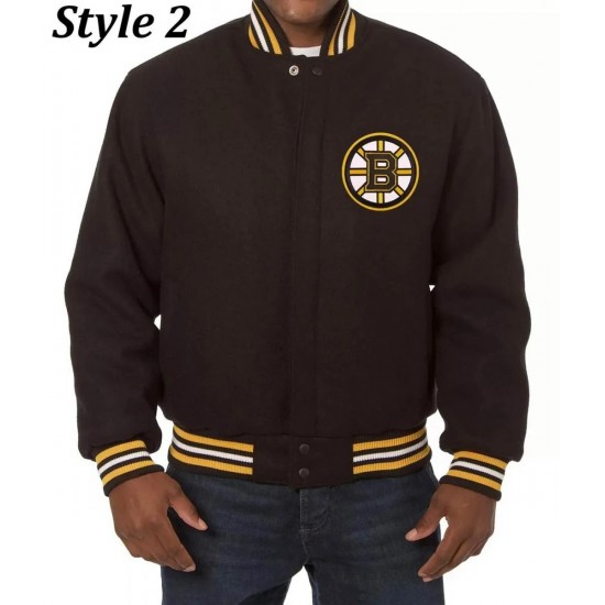 Boston Bruins Letterman Black Wool Jacket Boston Bruins Letterman Black Wool Jacket