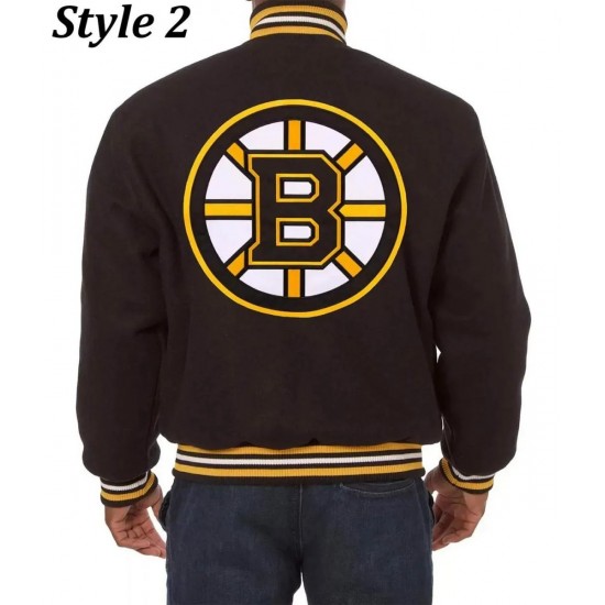 Boston Bruins Letterman Black Wool Jacket Boston Bruins Letterman Black Wool Jacket