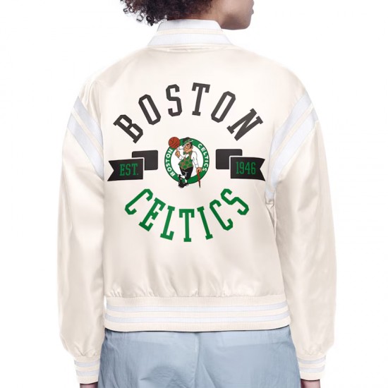 Boston Celtics Printed Logo Varsity Satin Jacket Boston Celtics Printed Logo Varsity Satin Jacket