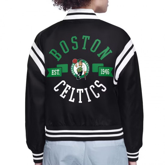 Boston Celtics Printed Logo Varsity Satin Jacket Boston Celtics Printed Logo Varsity Satin Jacket