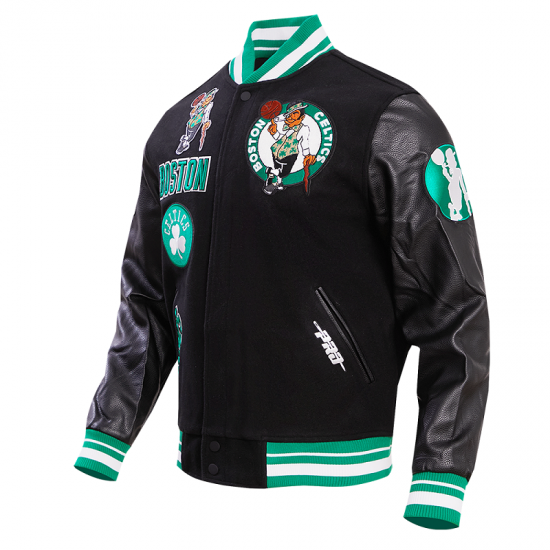 Boston Celtics Retro Clasiic Rib Black Varsity Jacket Boston Celtics Retro Clasiic Rib Black Varsity Jacket