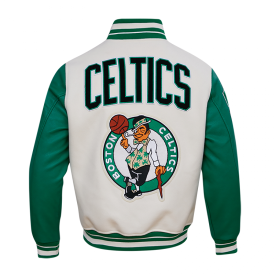 Boston Celtics Retro Clasiic Rib White Varsity Jacket Boston Celtics Retro Clasiic Rib White Varsity Jacket