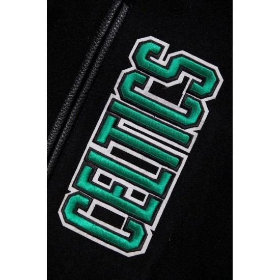 Boston Celtics Retro Classic Rib Black Wool Varsity Jacket Boston Celtics Retro Classic Rib Black Wool Varsity Jacket
