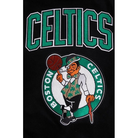 Boston Celtics Retro Classic Rib Black Wool Varsity Jacket Boston Celtics Retro Classic Rib Black Wool Varsity Jacket