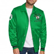 Boston Celtics Stitch Applique Kelly Green Satin Jacket 