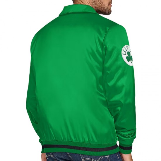 Boston Celtics Stitch Applique Kelly Green Satin Jacket