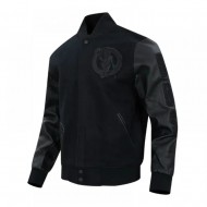 Boston Celtics Triple Black Varsity Wool and Leather Jacket 