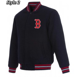 Boston Red Sox Bomber Navy Blue Wool Jacket