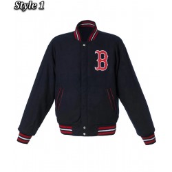 Boston Red Sox Bomber Navy Blue Wool Jacket