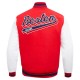 Boston Red Sox Script Tail Red & White Varsity Jacket