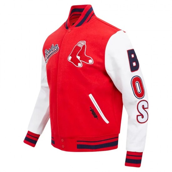 Boston Red Sox Script Tail Red & White Varsity Jacket