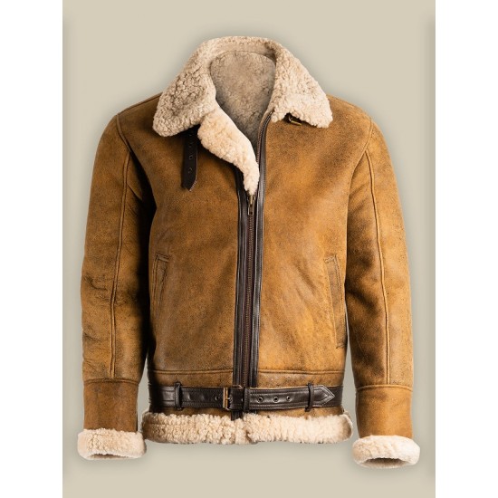 Bradpit Men Brown Aviator Jacket Bradpit Men Brown Aviator Jacket