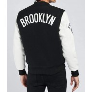 Brooklyn Nets Black & White Letterman Jacket