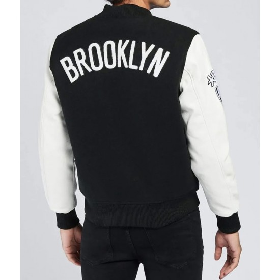 Brooklyn Nets Black & White Letterman Jacket Brooklyn Nets Black & White Letterman Jacket