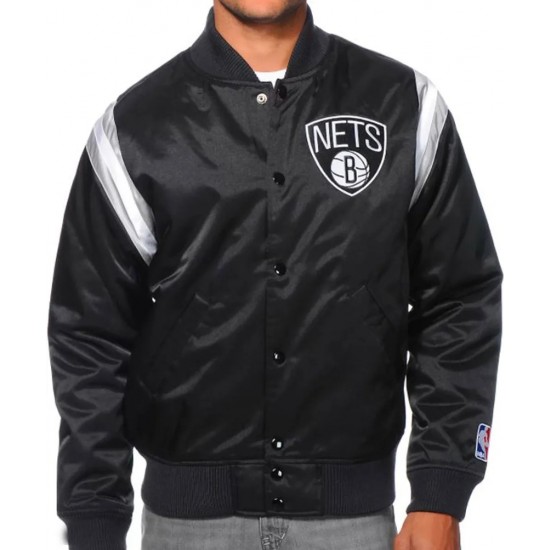 Brooklyn Nets Division Black Bomber Jacket Brooklyn Nets Division Black Bomber Jacket