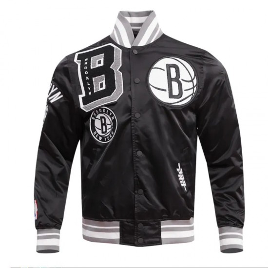 Brooklyn Nets Mashup Classic Rib Satin Jacket Brooklyn Nets Mashup Classic Rib Satin Jacket