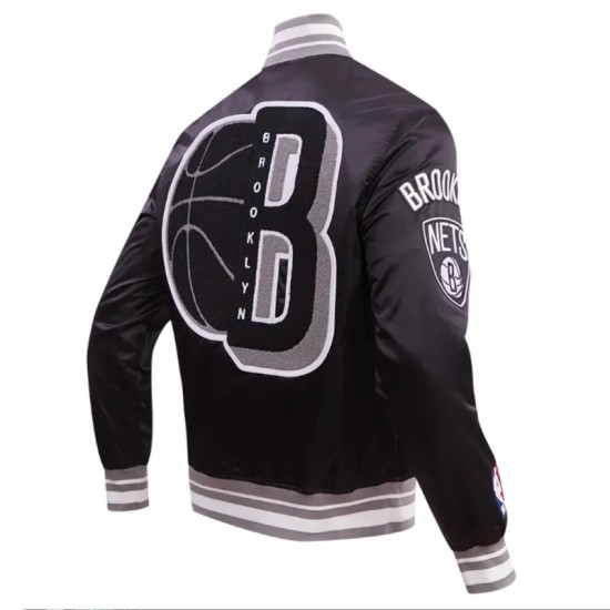 Brooklyn Nets Mashup Classic Rib Satin Jacket Brooklyn Nets Mashup Classic Rib Satin Jacket