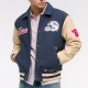 Buffalo Bills Blue and Eggshell Varsity Bomber Jacket