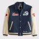 Buffalo Bills Blue and Eggshell Varsity Bomber Jacket