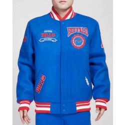 Buffalo Bills Crest Emblem Royal Varsity Wool Jacket 