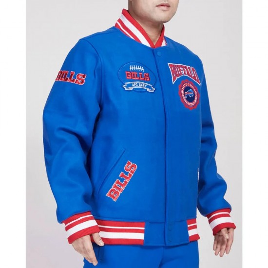 Buffalo Bills Crest Emblem Royal Varsity Wool Jacket