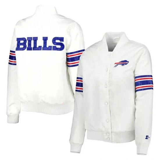 Buffalo Bills Line Up White Satin Jacket